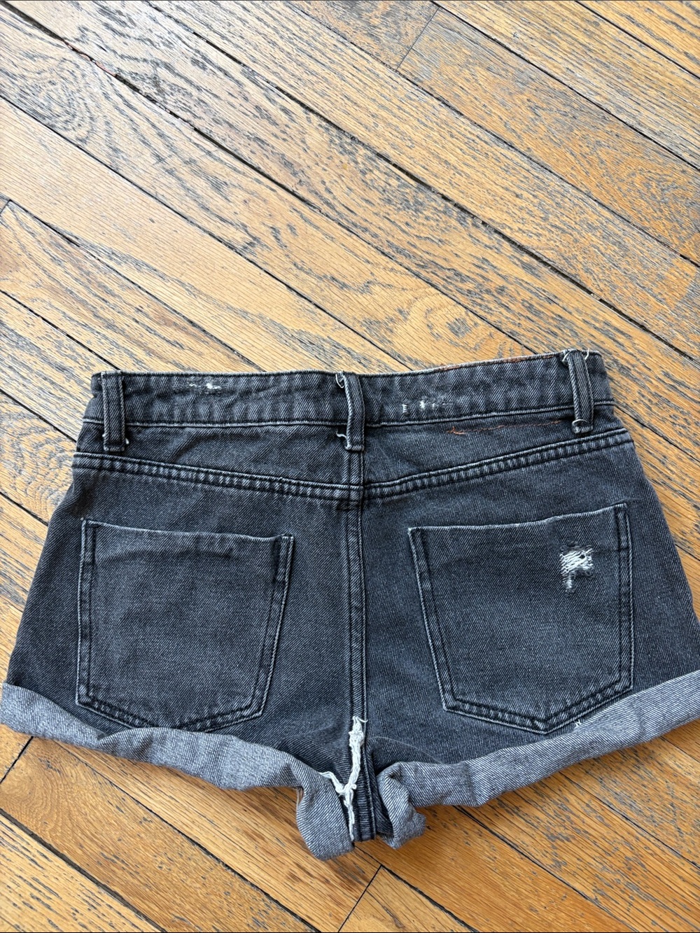 Billabong Women's Charcoal Black Rolled Hem Jean Shorts - Picture 3 of 3